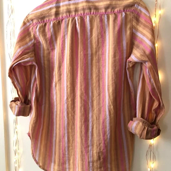 Xirena Striped Button Down Shirt XS soft 100% Cotton - Picture 3 of 7